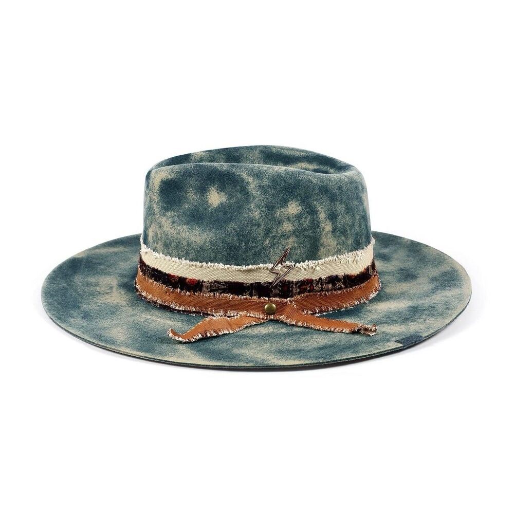 NEW Ruediger Nebula Size Large Distressed 100% Wool Felt Classic Fedora Hat Blue